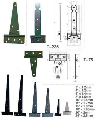 OEM T Type Hinges Alloy Steel Yellow Brown Surface Finished Heavy Duty